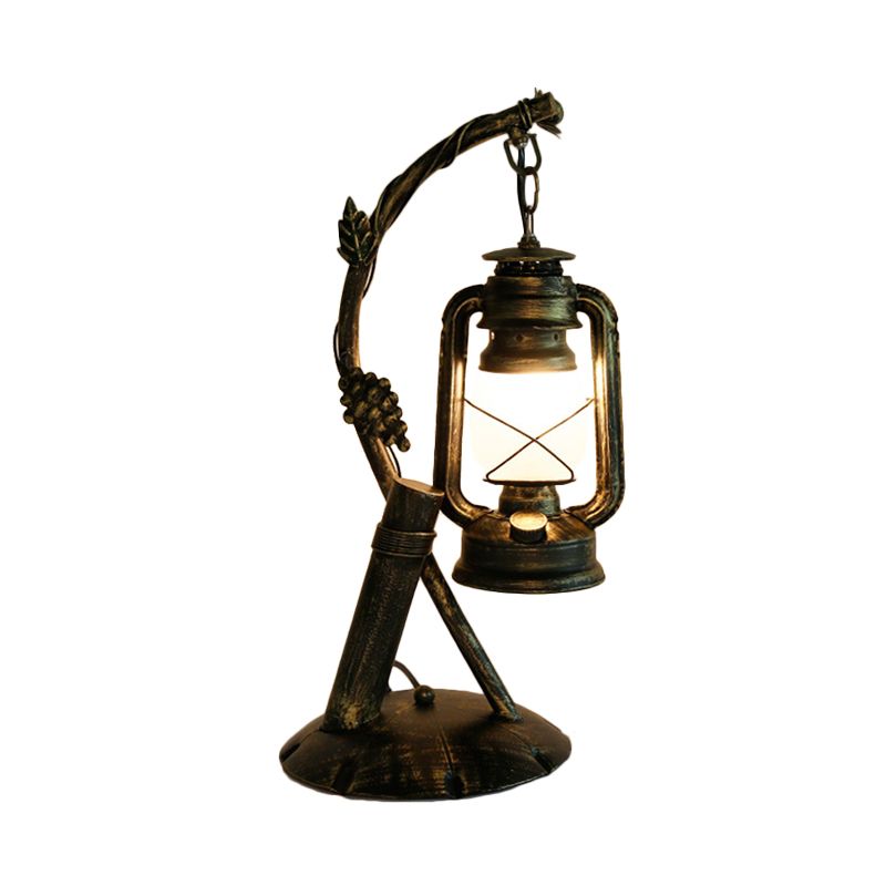 Lampada da tavolo in vetro opale Vintage 1 scrivania camera da letto in ottone con braccio angolato in metallo