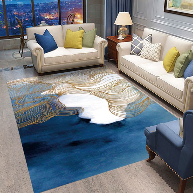 Casual Abstract Printed Rug Multi Color Polyster Area Carpet Non-Slip Backing Pet Friendly Indoor Rug for Living Room