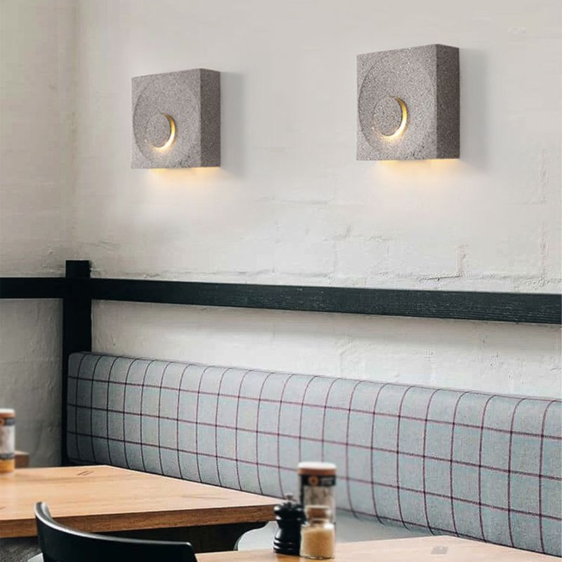 Stone Square Wall Sconce Lighting Modern Style 1 Light Wall Lighting Fixtures
