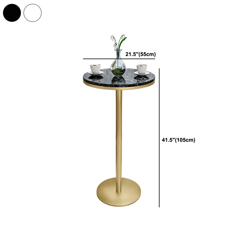 1/2/3 Pieces Glam Iron Bar Table Set Faux Marble Top Bistro Set with Pedestal