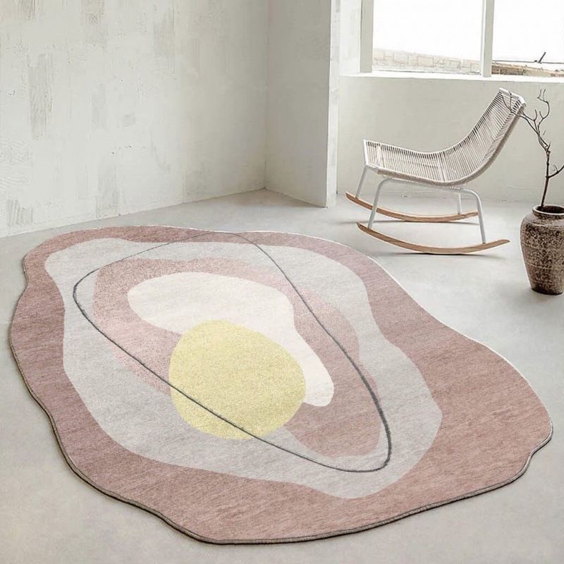 Leisure Novelty Shape Rug Simplicity Contrast Panel Rug Polyester Carpet with Non-Slip Backing