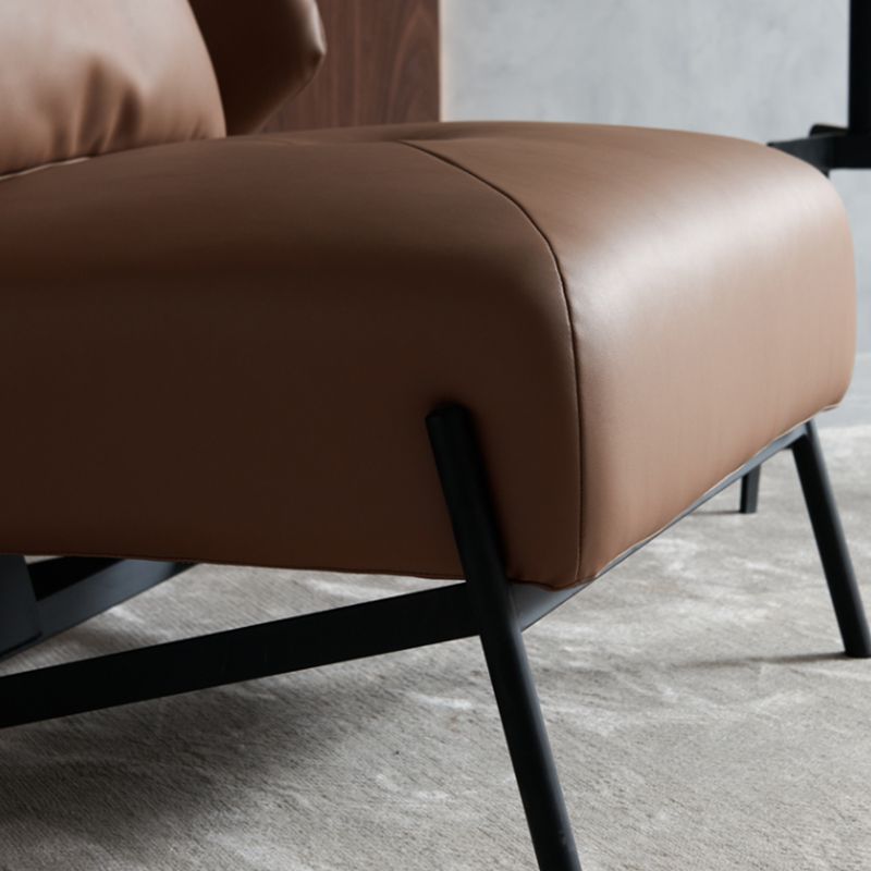 Contemporary Bonded Leather Armless with Black Legs Pillow Back Accent Room Chair