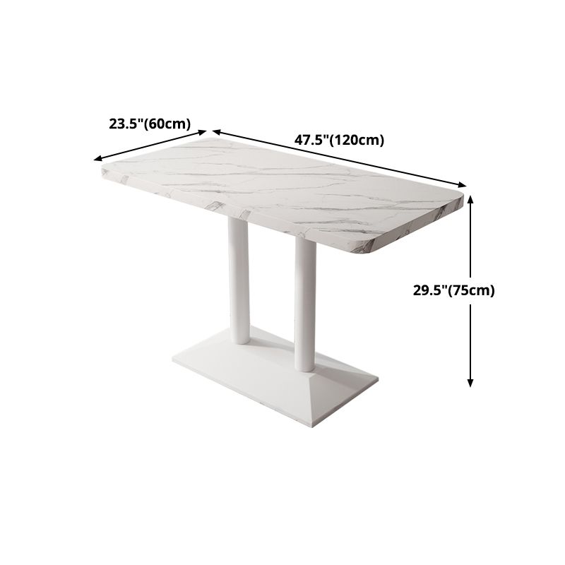 Industrial Wooden White Table for Restaurant Dining Table with Metal Base