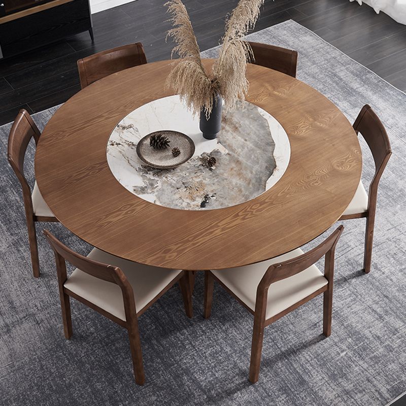 Modern Dining Set 1/4/5/7 Pcs Round Solid Wood Dining Table and Armless Chairs