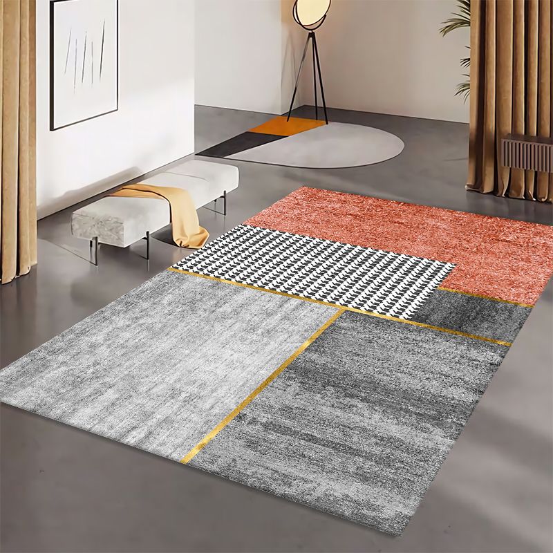 Dark Grey Rug Blending Graphic Rug Non-Slip Backing Rug for Living Room