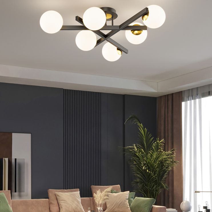 Contemporary Sputnik semifulò latte in vetro di latte in vetro a soffitto lampada da monte