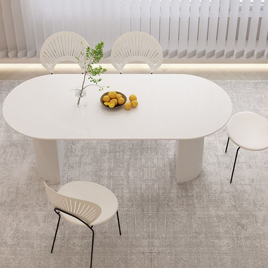Stone Top Dining Table Contemporary Oval Table with Sled Base