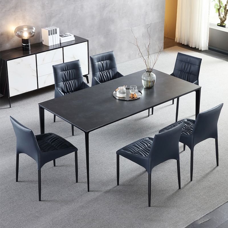 Contemporary Kitchen Dining Chairs Faux Leather Side Chairs in Blue