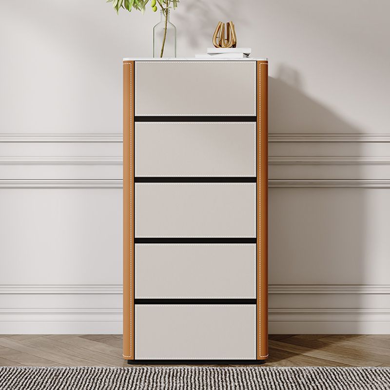 Contemporary Stone Storage Chest Bedroom Chest in White with Drawers