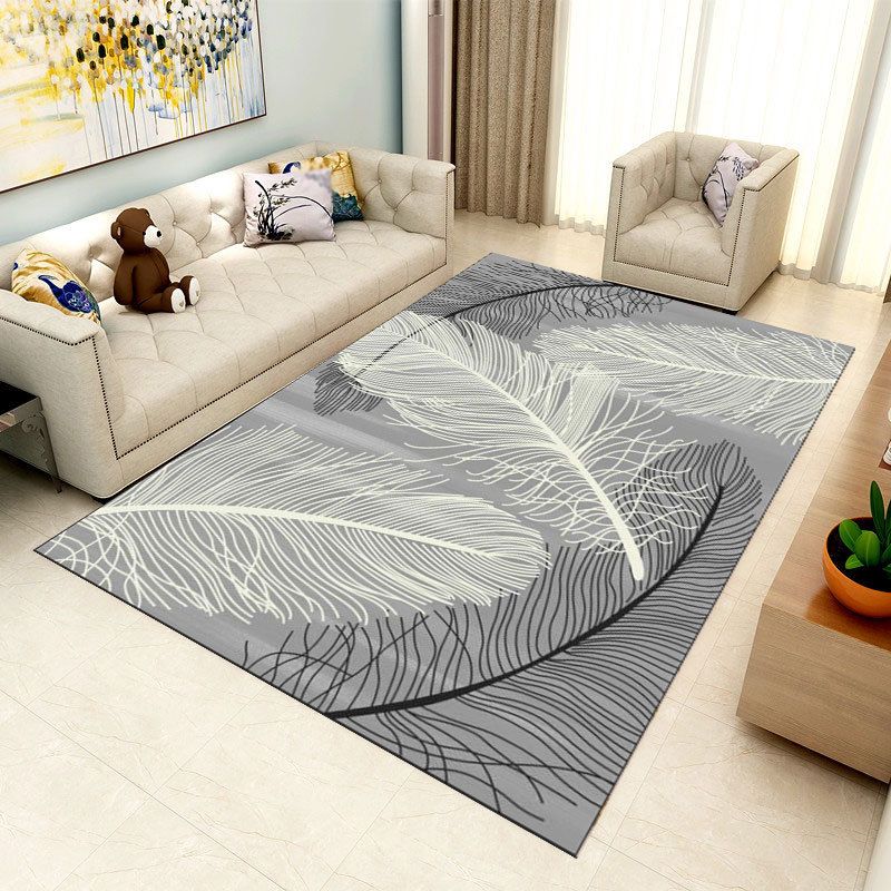 Modern Graphic Print Indoor Carpet Polyester Area Rug Non-Slip Backing Carpet for Living Room