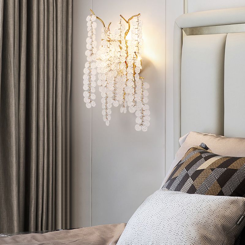 Glass Unique Shape Wall Lighting Modern Style 3 Lights Wall Light Sconce in Gold