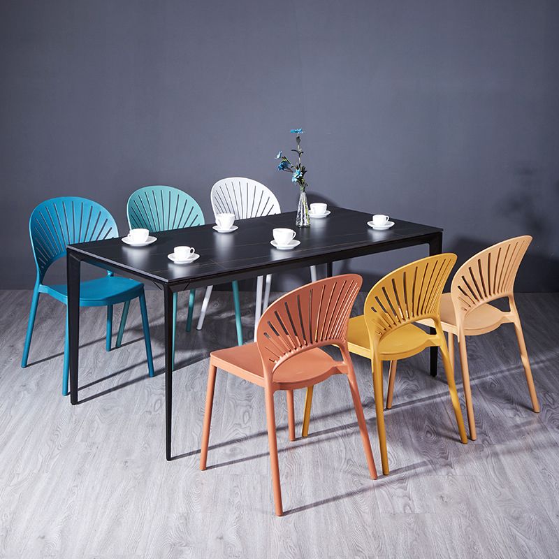 Modern Plastic Chair Open Back Dining Side Furniture in Matte Finish