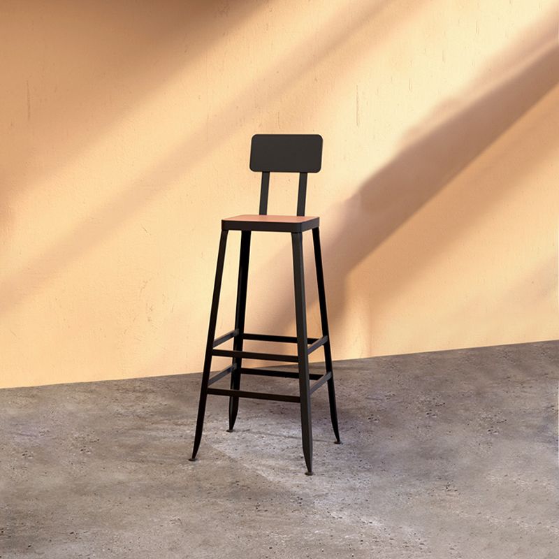 Iron Frame Bar Stool in Black and White Contemporary Low Back Armless Bar Stool