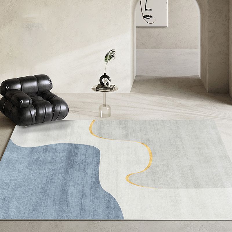 Blau moderne Teppichfarbe Block Polyester Fläche Teppichfleckfest Teppich für Wohnkultur