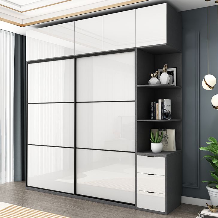 Modern Wooden Wardrobe White Bedroom Wardrobe Closet with 2 Doors