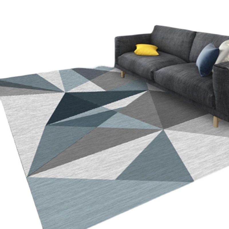 Grey-Brown Tone Modern Area Rug Polyester Triangle Print Rug Non-Slip Backing Indoor Rug for Living Room