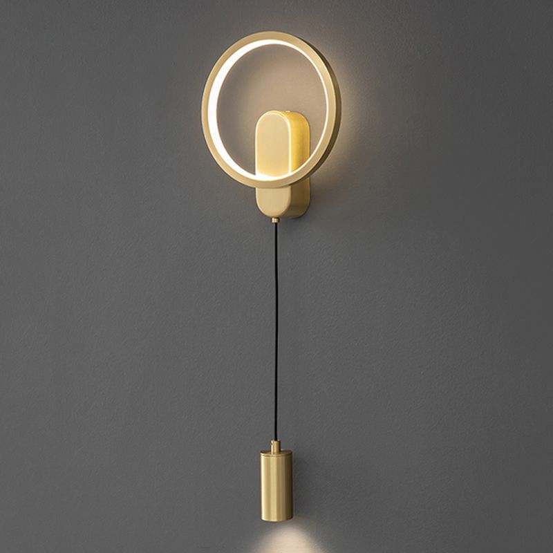 Modern Brass LED Wall Light Geometric 31" High Reading Wall Sconce for Living Room