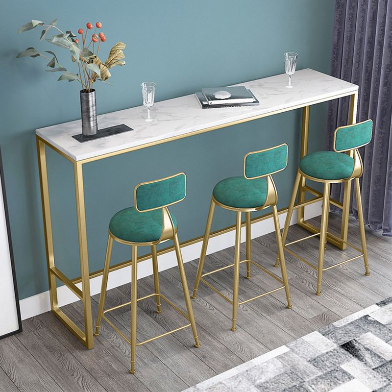 Rectangular Bar Height Table Gold Legs and Metal Base Bistro Pub Table