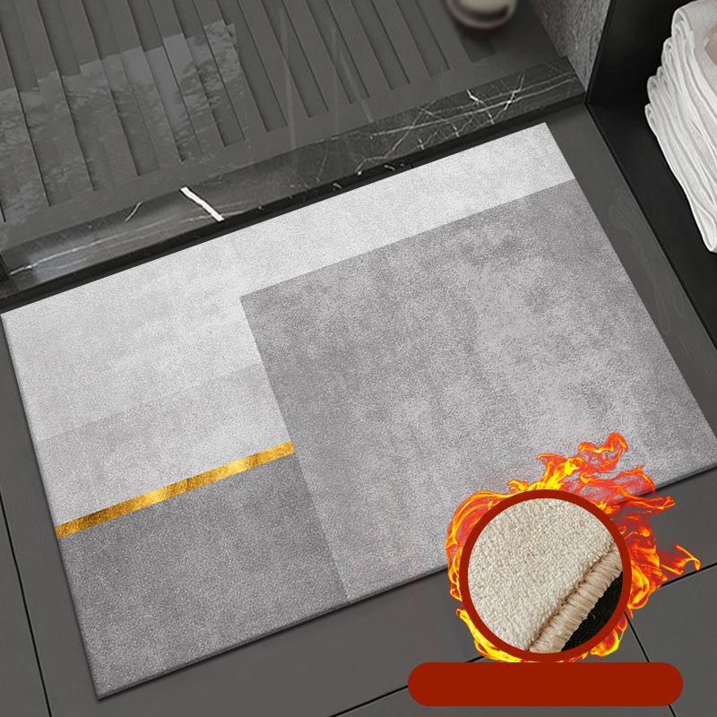 Grey Living Room Area Rug Color Block Polyester Area Carpet Anti-Slip Washable Area Rug