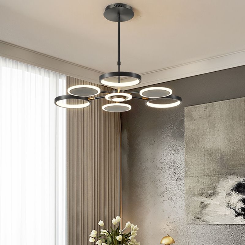 Modern Style Geometry Shape Pendant Chandeliers Metal Chandelier Lights in Black