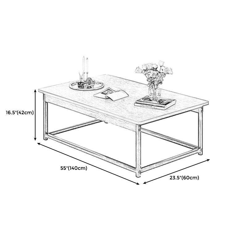 Modern Rectangular Metal Frame Coffee Table Brown Cocktail Table