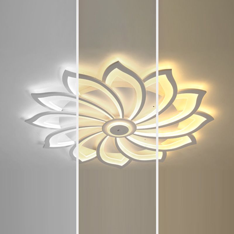 Flower Semi Flush Mount Light Fixture Simplicity Acrylic Ceiling Mount Chandelier for Bedroom