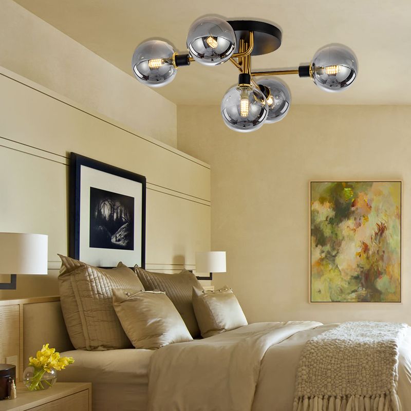 Sphere Shade Semi Plafond Mount Light Multi-Head Modern Moden Mermor Metal Plafond Plafond for Hotel