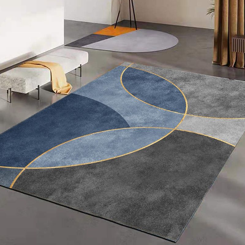 Gray Modern Rug Polyester Color Piece Rug Washable Rug for Home Decor
