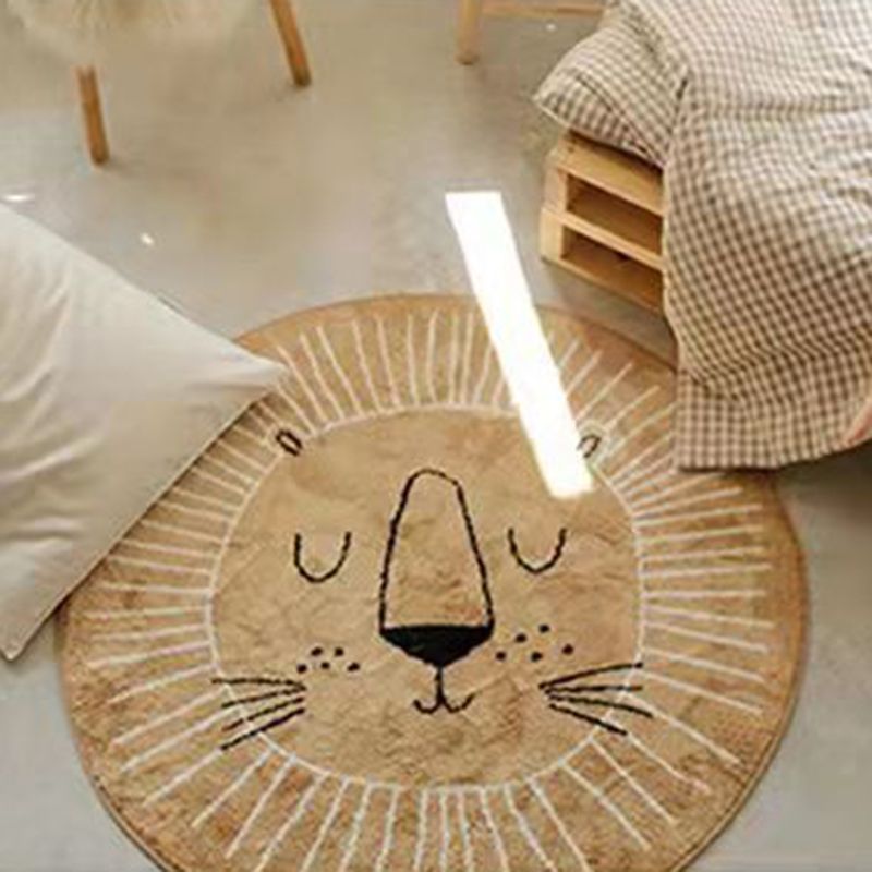 Round Cartoon Pattern Rug Stain Resistant Rug for Children Room