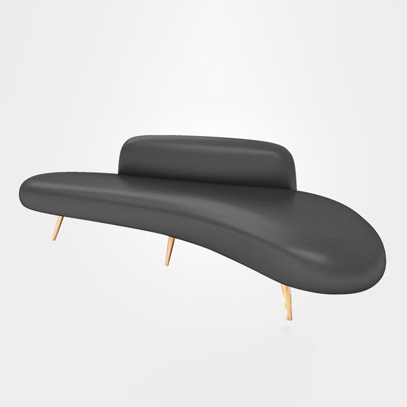Contemporary Tight Back Armless Settee Fabric Curved Settee with Hair Pin Legs
