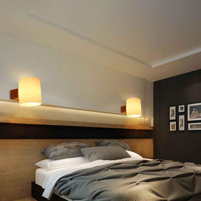 Application de mur de tête simple à 1 tête en verre blanc luminaire de plateau pour salle de lecture pour la salle de lecture