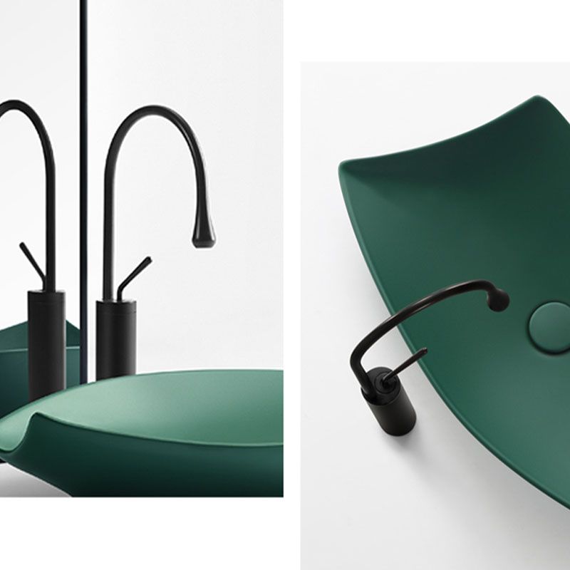 Modern Bathroom Sink Porcelain Specialty Vessel Bathroom Sink with Pop-Up Drain