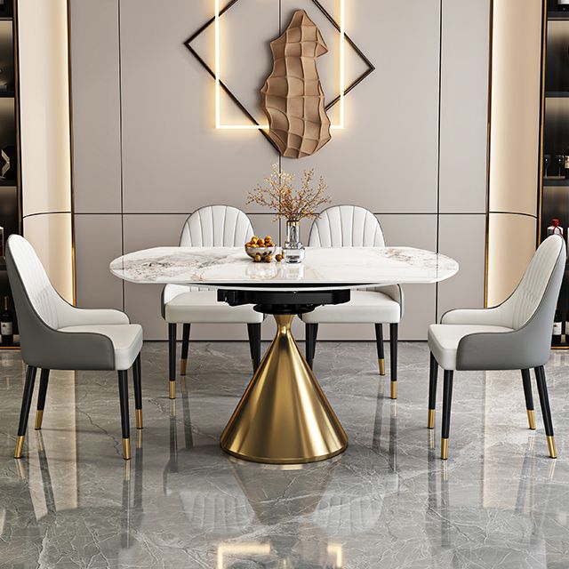 Contemporary 1/2/5/7 Pieces Furniture Round Stone Dining Set for Home