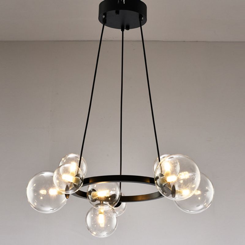 Ultra-modern Globe-Shaped Hanging Chandelier Glass Suspension Lighting with Hanging Cord for Living Room