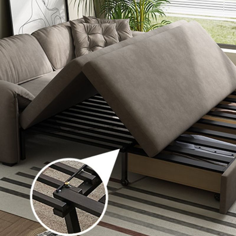 Scandinavian Sofa Bed in Gray Fabric Upholstery Sleeper with Box