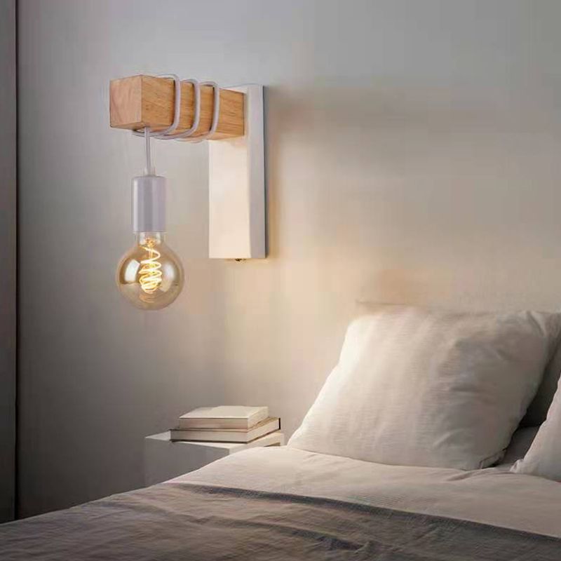 Simple Shape Wall Light Sconces Wood 1 Light Wall Lighting Fixtures for Bedroom