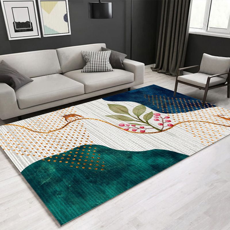 White Waves Rug Polyester Simple Rug Non-Slip Backing Rug for Drawing Room