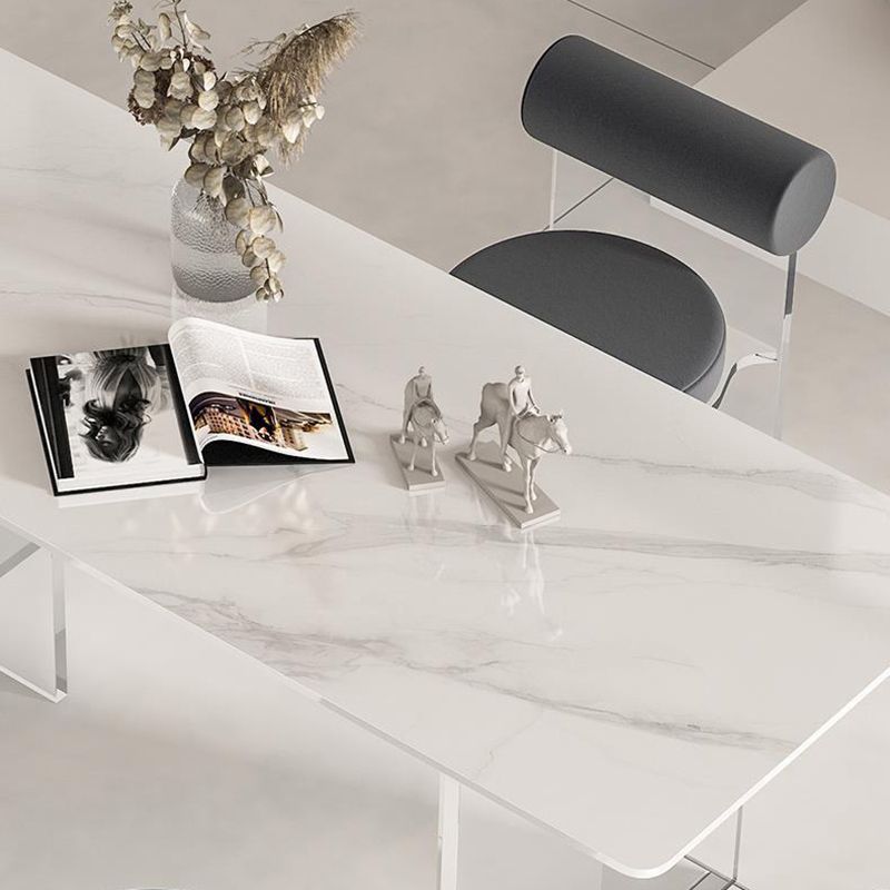 Contemporary Style 1/2/4/6 Pieces Dining Chairs Set Rectangle Stone Furniture in White