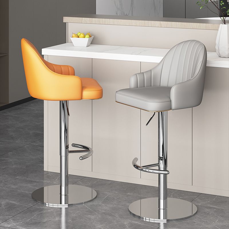 Industrial Backrest Elevatable Counter Stool Iron Cafe Bar Stool with Cushion and Pedal