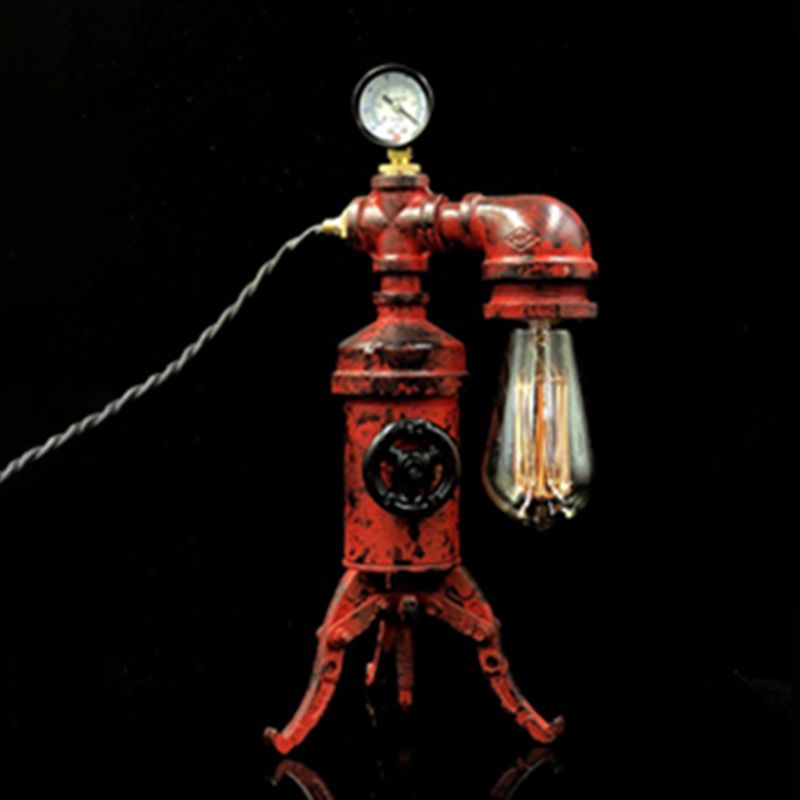 Lampada da tavolo a tubatura in rosso ruggine a vapore retro metallico in metallo camera da letto