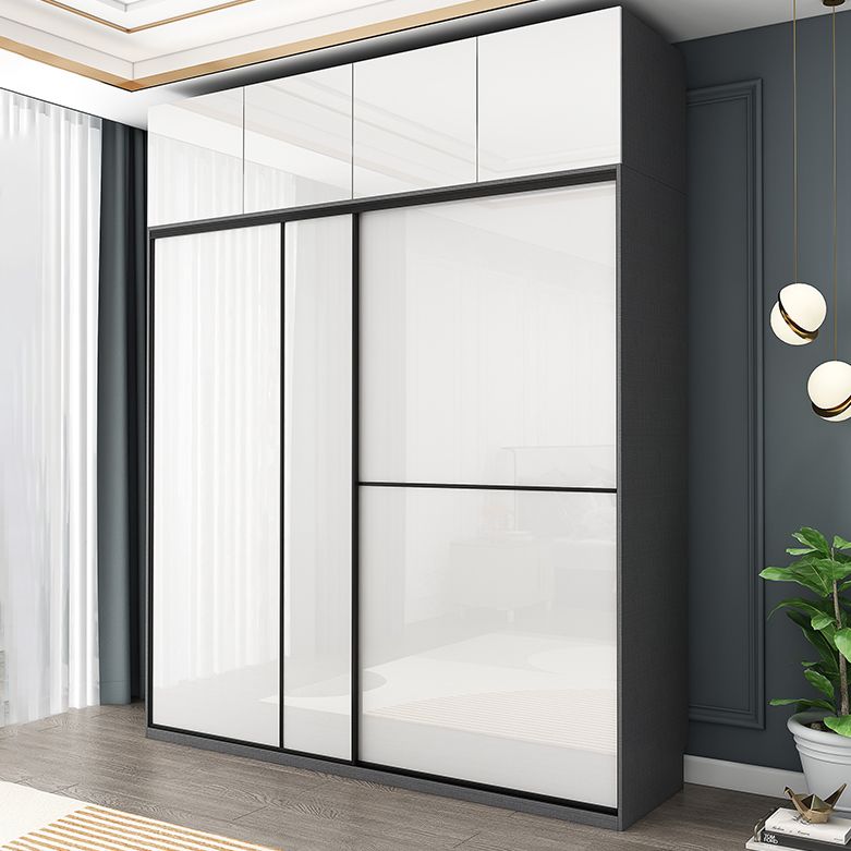 White Colour Wardrobe Contemporary Style Wooden Wardrobe Closet with Drawer