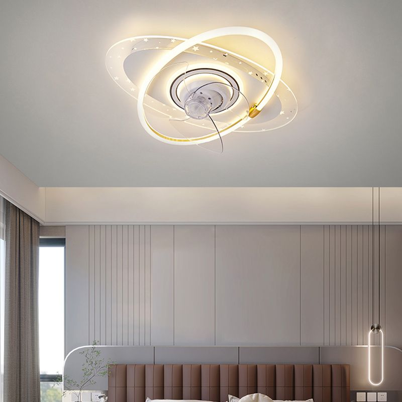 Simple LED Ceiling Fan Light Modern Ceiling Mount Lamp with Acrylic Shade for Living Room