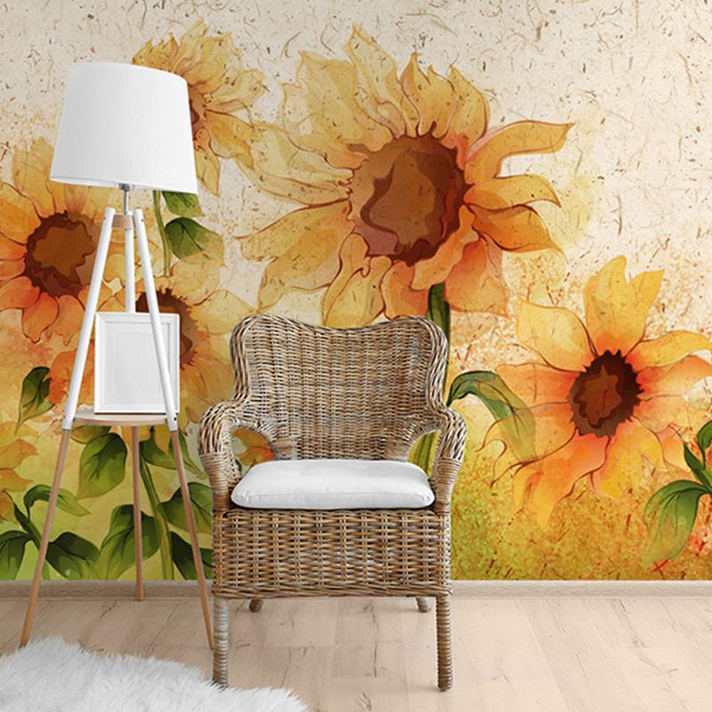 Whole Illustration Sunflower Wall Decor for Children's Bedroom, Customized Size Available