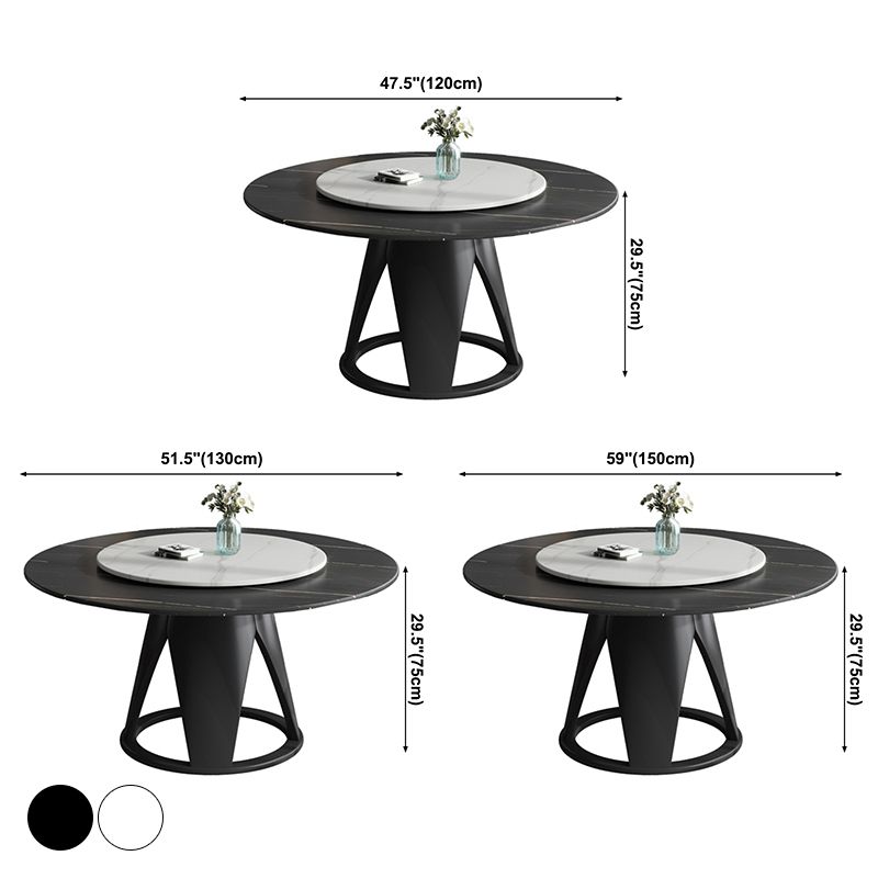 Modern Round Shape Kitchen Dining Table Sintered Stone Standard Dining Table with Pedestal Base