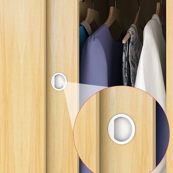 White Wood Double Door Industrial Wardrobe 5 Shelves Cabinet