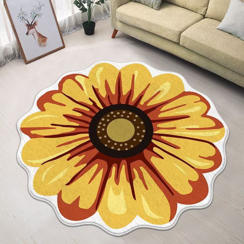 Contemporary Area Rug Flower Pattern Indoor Carpet Non-Slip Backing Carpet for Home Decor