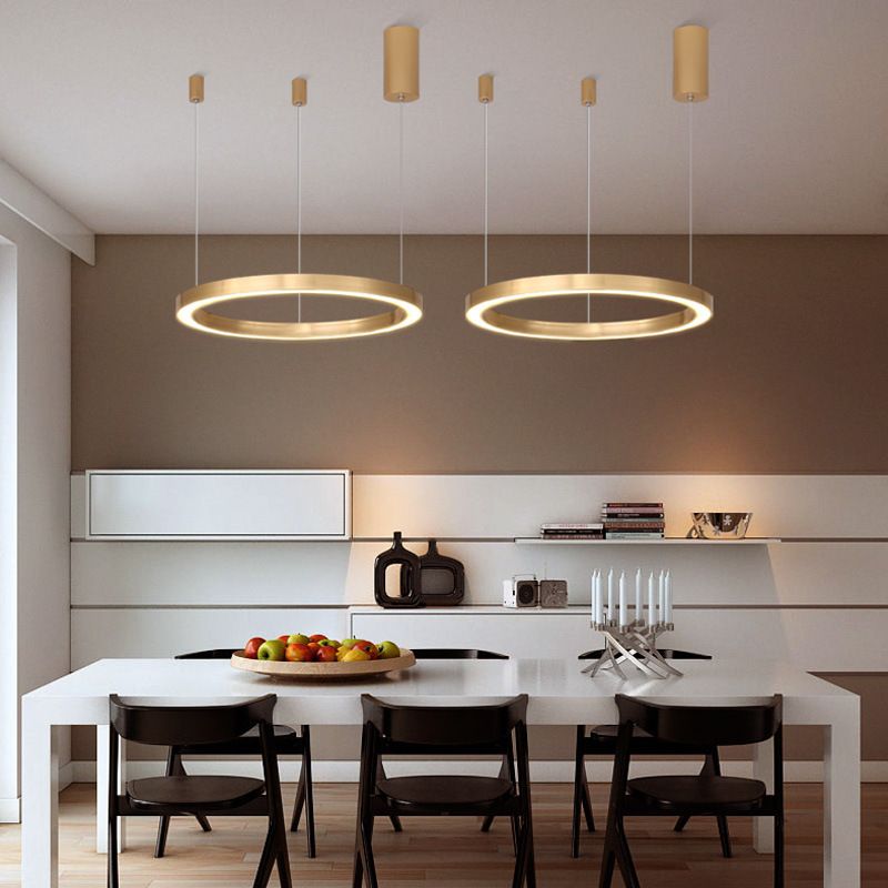 Acrylic Tiered Ring LED Ceiling Lighting Modern Style Gold Chandelier Light Fixture for Living Room