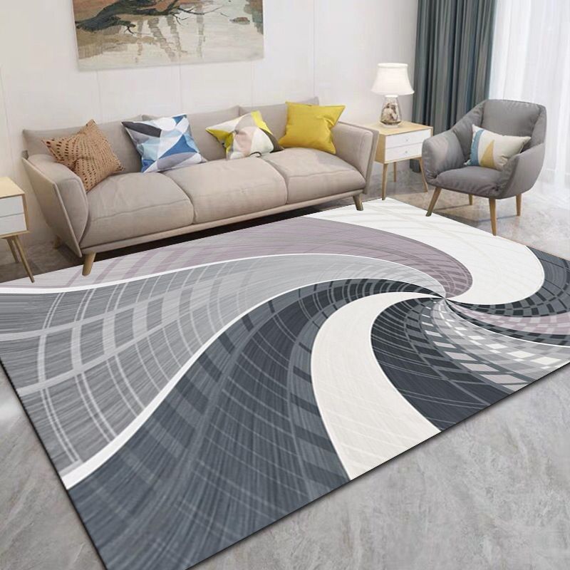Apricot Abstract Print Rug Polyester Simple Rug Non-Slip Backing Rug for Living Room