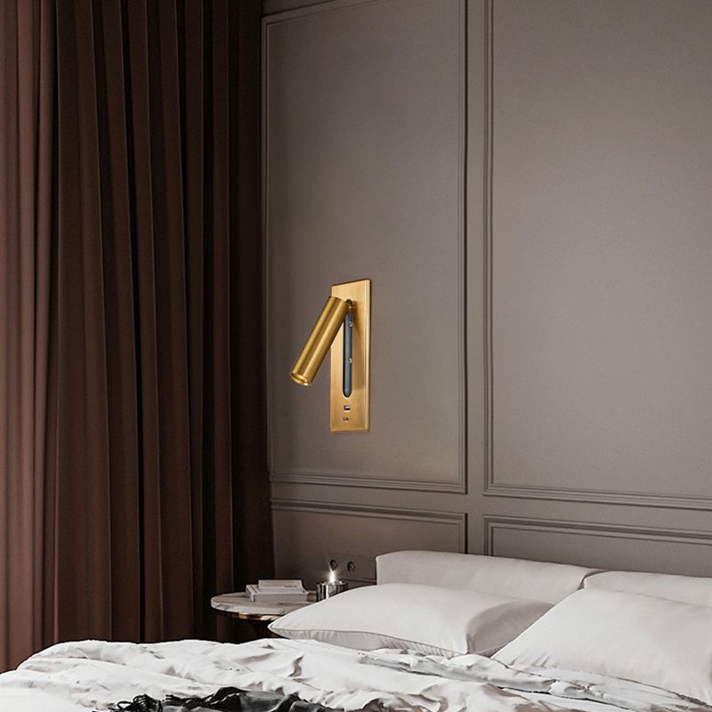 LED Modern Metal Wall Sconce Cylinder Shape Wall Light with Glass Shade for Living Room