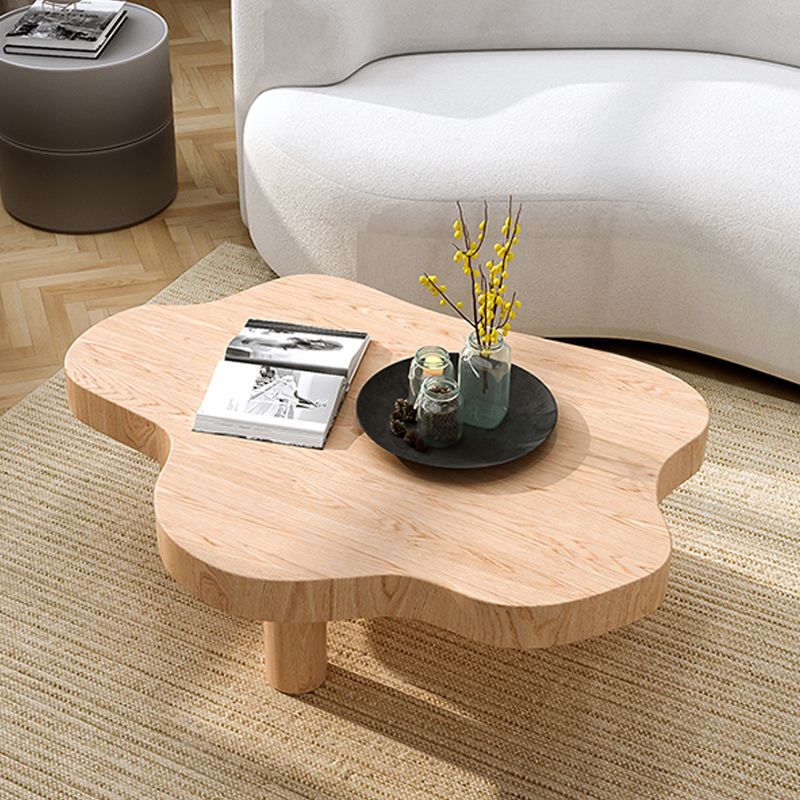 Solid Wood Cloud-Shaped Coffee Table Nordic 3 Legs Cocktail Table